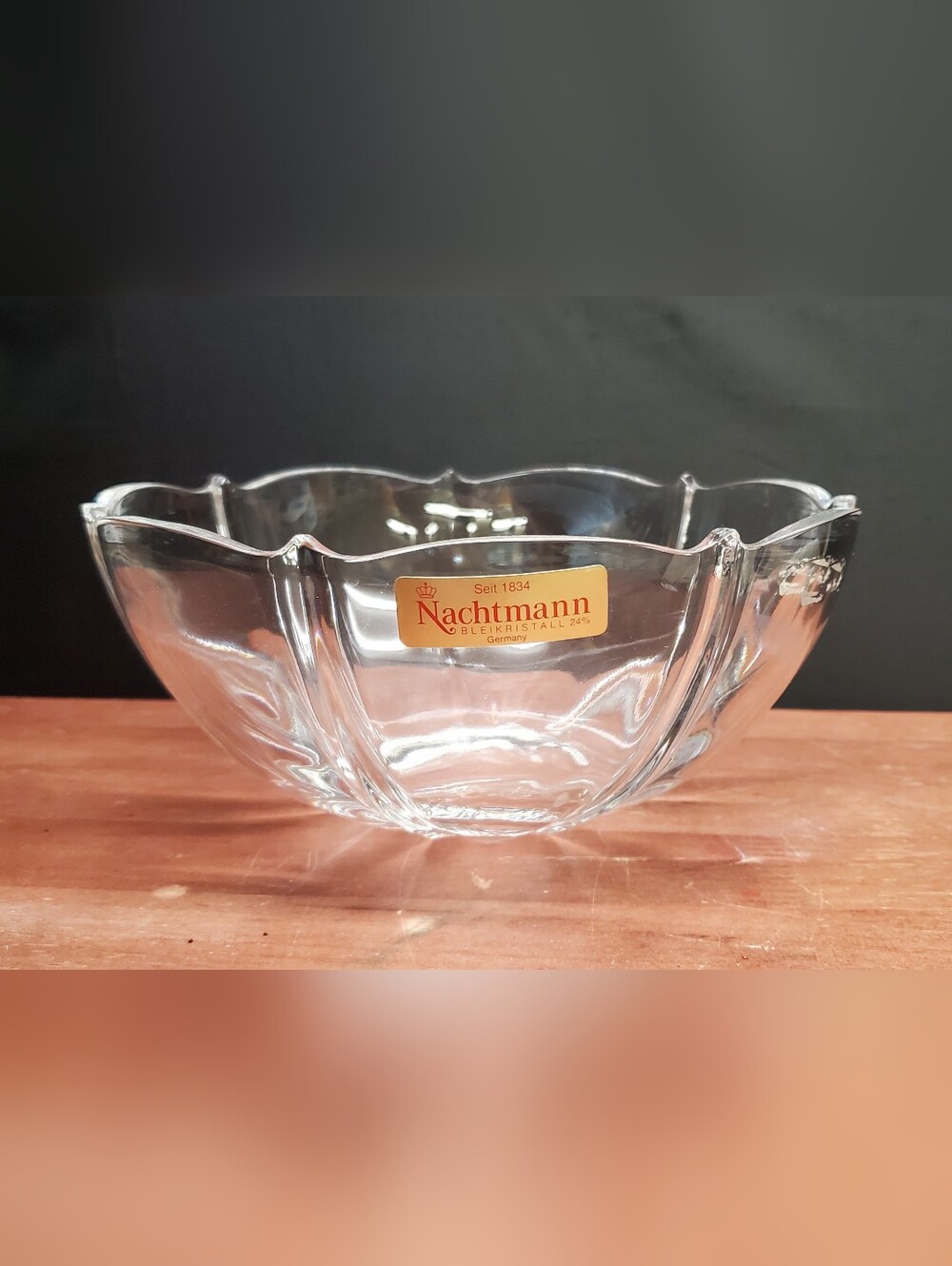 Vintage Nachtmann VENUS Clear 24% Lead Crystal Glass Fruit or Serving Bowl